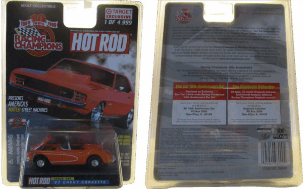 Racing Champions Hot Rod Magazine '57 Chevy Corvette Orange Issue #2T - Image 2